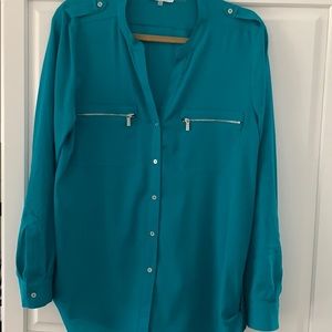 CALVIN KLEIN SIZE LARGE TEAL BLOUSE